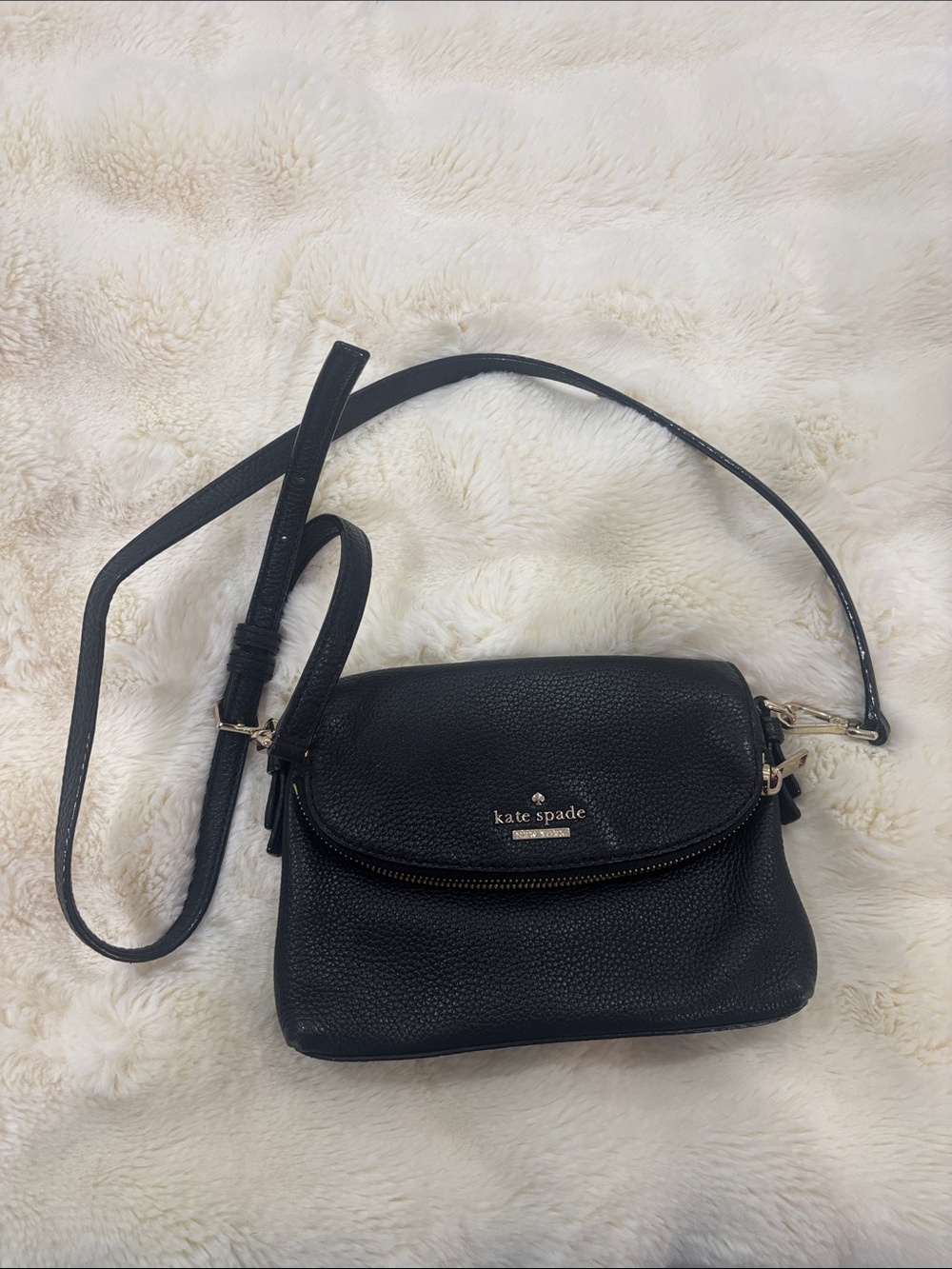 kate spade Black Pebbled Leather Crossbody Purse